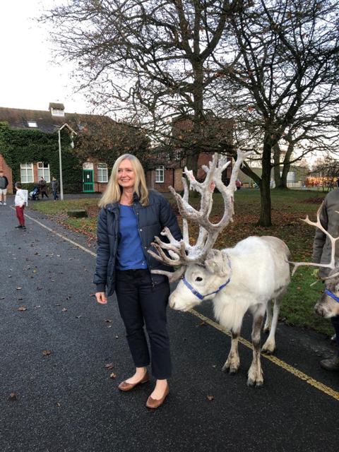 Taking to the reindeer at reasheath after the concert.